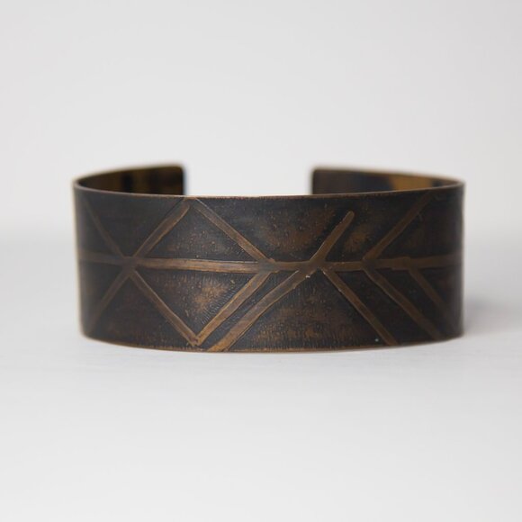SOLD Vintage Bronze Rune Print Viking Cuff Bracelet - Picture 8 of 11